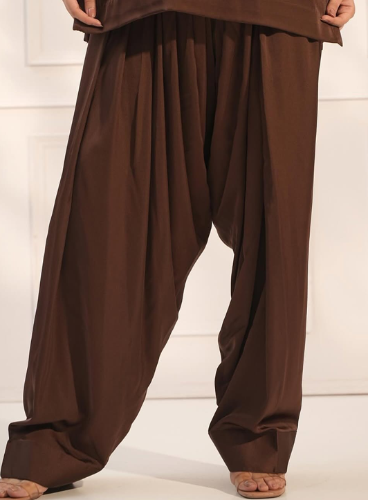 Arzul Lume Cocoa Silk Sleeveless Dhoti Set - Image 3