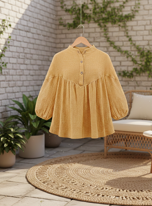 Gathered Peasant Top | Muted Charm