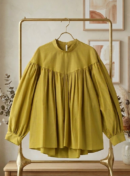 Antique Moss High-Neck Top | Muted Charm